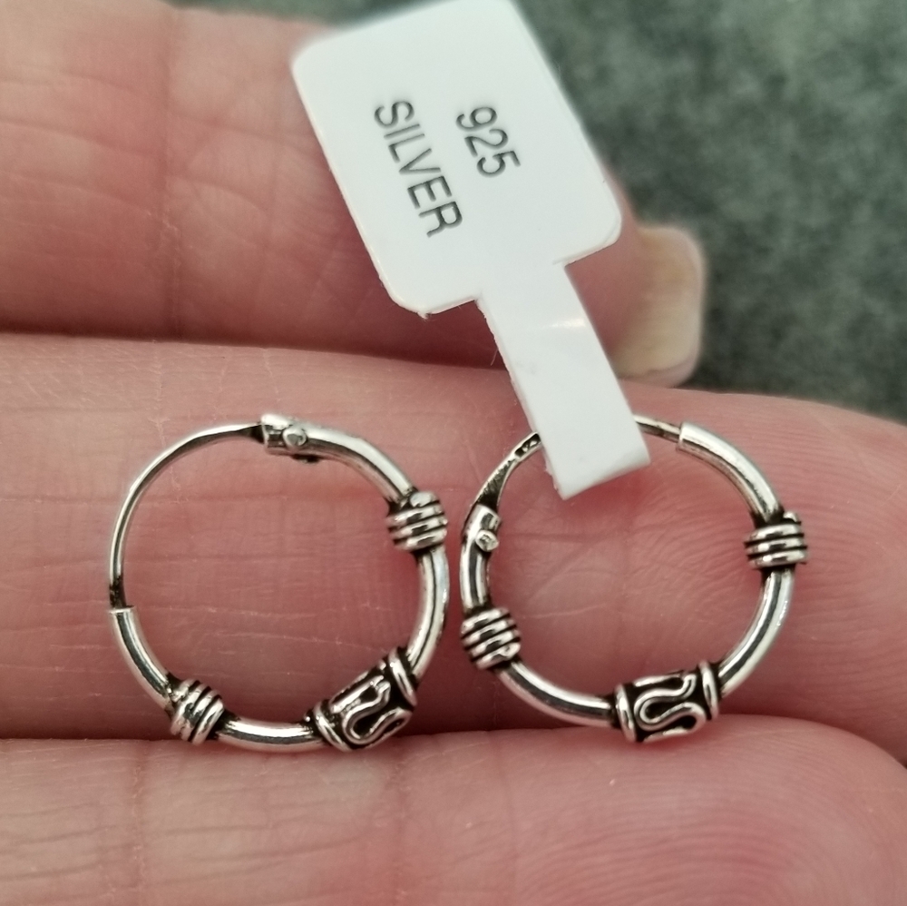 925 Sterling Silver Bali Style Small Hoop Earrings,Silver Hoops,Endless Hoops